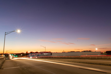 trails of head lights from the traffic