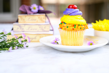 Tasty cupcake on a table before a party