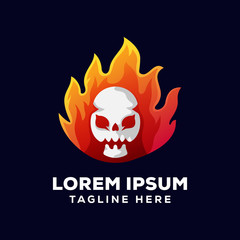 fire skull logo premium vector