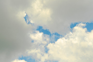 Natural light from the sun with blue sky and white clouds.