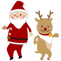 クリスマス　踊るサンタとトナカイ　横向き腰フリ