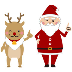クリスマス　サンタとトナカイ　指差し