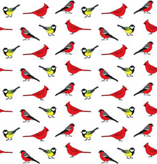 Fototapeta na wymiar Vector seamless pattern of hand drawn doodle sketch little birds isolated on white background