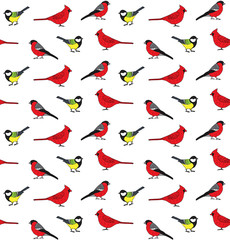 Fototapeta premium Vector seamless pattern of hand drawn doodle sketch little birds isolated on white background