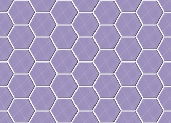 Fototapeta premium Abstract seamless pattern, purple ceramic tiles floor. Concrete hexagonal paver blocks. Design geometric mosaic texture for the decoration of the bathroom, vector illustration