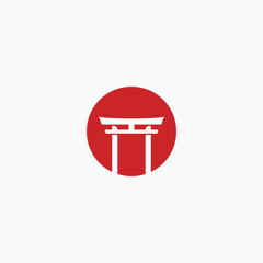Japan torii Gate Logo Icon Design Template Vector Illustration - obrazy, fototapety, plakaty