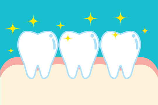 健康な歯のキャラクターのイラスト character illustration of healthy tooth and gum