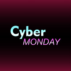 Cyber Monday sales design template. Vector illustration of a neon lamp with digital light, particles, and light effects.