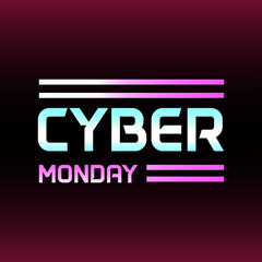 Cyber Monday sales design template. Vector illustration of a neon lamp with digital light, particles, and light effects.