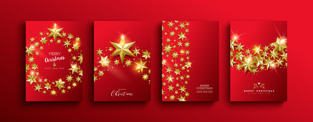 Christmas and new year gold 3d stars template