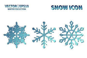 Snowflake vector icon set. Christmas and winter snow flake element collection. Isolated flat new year holiday decoration illustration template. Cold weather object design silhouette symbol