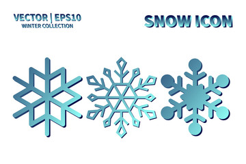 Snowflake vector icon set. Christmas and winter snow flake element collection. Isolated flat new year holiday decoration illustration template. Cold weather object design silhouette symbol