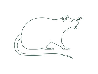 Simple white rat or mouse animal outline isolated