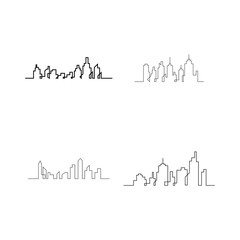 set of Modern City skyline . city silhouette. vector illustration in flat