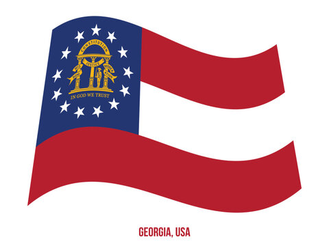 Georgia Flag Waving Vector Illustration on White Background. USA State Flag
