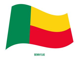 Benin Flag Waving Vector Illustration on White Background. Benin National Flag.