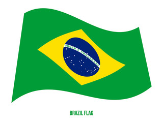Brazil Flag Waving Vector Illustration on White Background. Brazil National Flag.