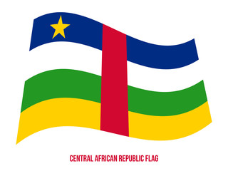 Central African Republic Flag Waving Vector Illustration on White Background. National Flag