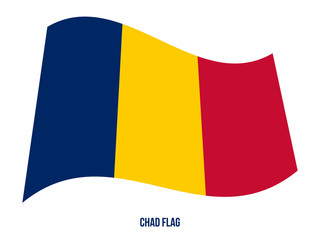Chad Flag Waving Vector Illustration on White Background. Chad National Flag.