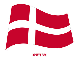 Denmark Flag Waving Vector Illustration on White Background. Denmark National Flag.