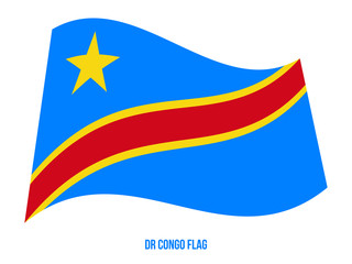Democratic Congo Flag Waving Vector Illustration on White Background. Democratic Congo National Flag