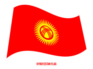 Kyrgyzstan Flag Waving Vector Illustration on White Background. Kyrgyzstan National Flag.