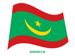 Mauritania Flag Waving Vector Illustration on White Background. Mauritania National Flag.