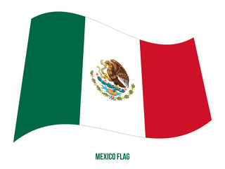 Mexico Flag Waving Vector Illustration on White Background. Mexico National Flag.