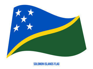 Solomon Islands Flag Waving Vector Illustration on White Background. Solomon Islands National Flag.