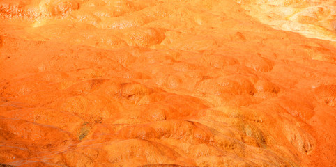 Mineral red water from the mineral springs in Gudauri in the Kazbegi District. Sources of mineral water with fossils Mtskheta Mtianeti Region, Georgia.