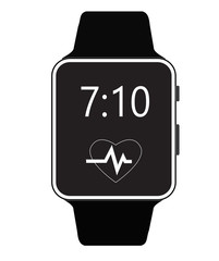 smartwatch icon on white background. flat style. smartwatch sign. smart watch icon with clock and heart beat app symbol.