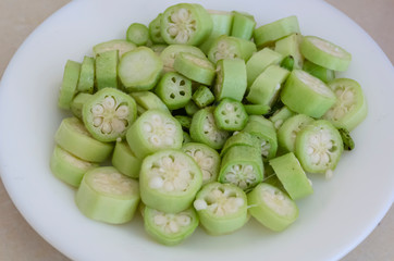 Chopped Okra In Dish