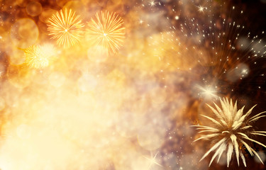 abstract Christmas or New Year background with lights and fireworks