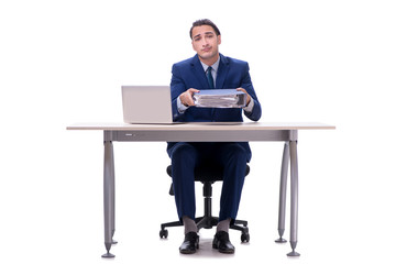 Employee working isolated on white background