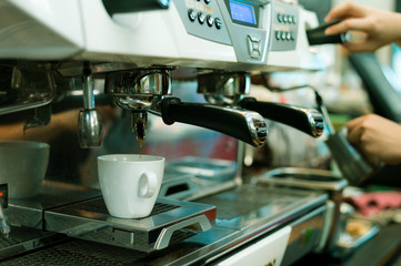 black coffee morning on coffee maker