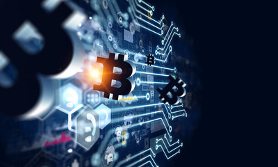 Mining of crypto-currency. mixed media