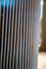 Shop vacuum cartridge air filter with wood chips captured