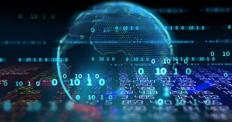 3d rendering of earth futuristic technology