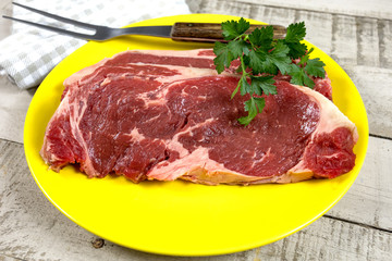 two raw steak in a plate