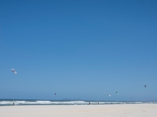 Fototapeta na wymiar Kitesurfing on Brunswick Beach Byron Bay Australia