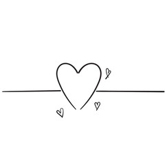doodle heart love icon sign with single continuous line vector