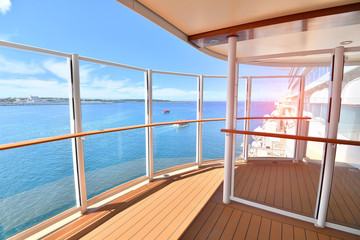 Fototapeta na wymiar Sea view from cruise ship sailing