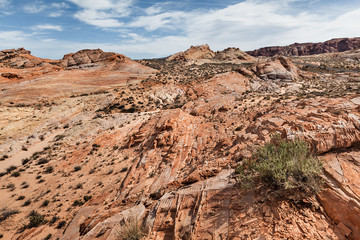 Rock formations in stone desert at Valley of Fire State Park, landscape in USA
