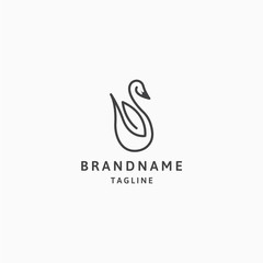 Swan logo icon design template. Line, Minimalist, Modern Vector Illustration