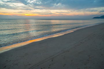 Siluette sunset at the beach background