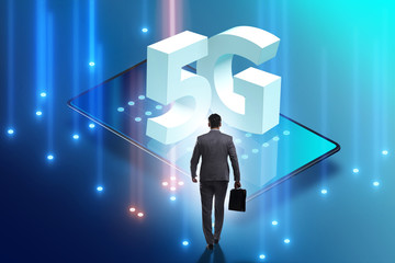 Businessman in 5g high internet speed concept
