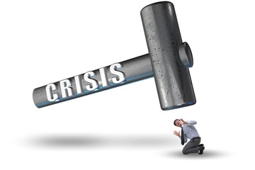 Businessman trying to survive during crisis