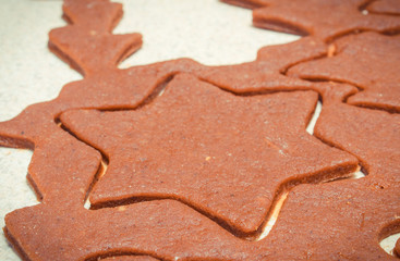 Dough for Christmas cookies in shape of star