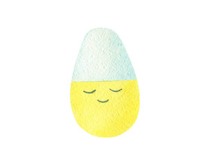 colorful Easter yellow egg on white background