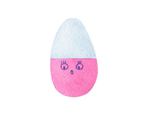 colorful Easter pink egg on white background